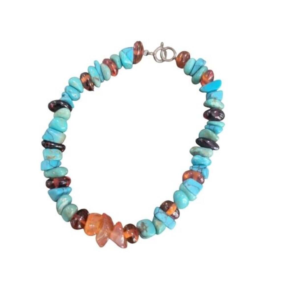 Turquoise and Orange Bracelet - Picture 2 of 3